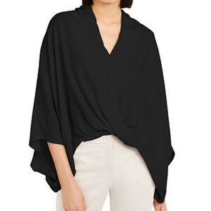 Alfani Draped Wrap Blouse in Black